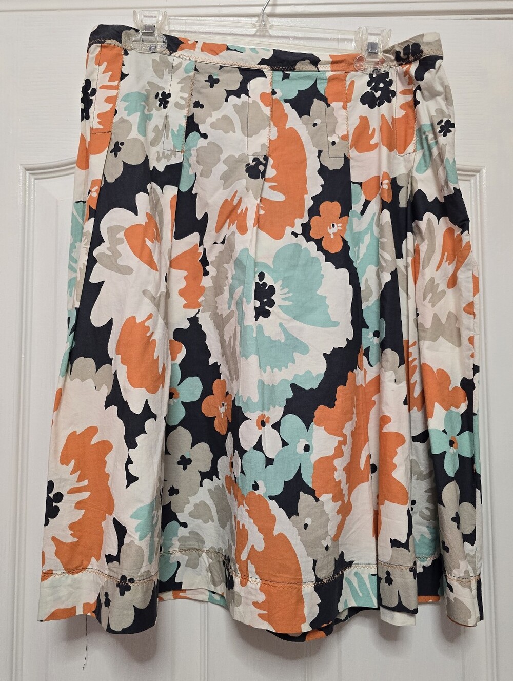 Merona Floral A-Line Skirt - Coral, Aqua & Navy, size 12